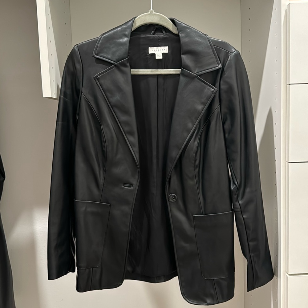 Topshop Faux leather blazer